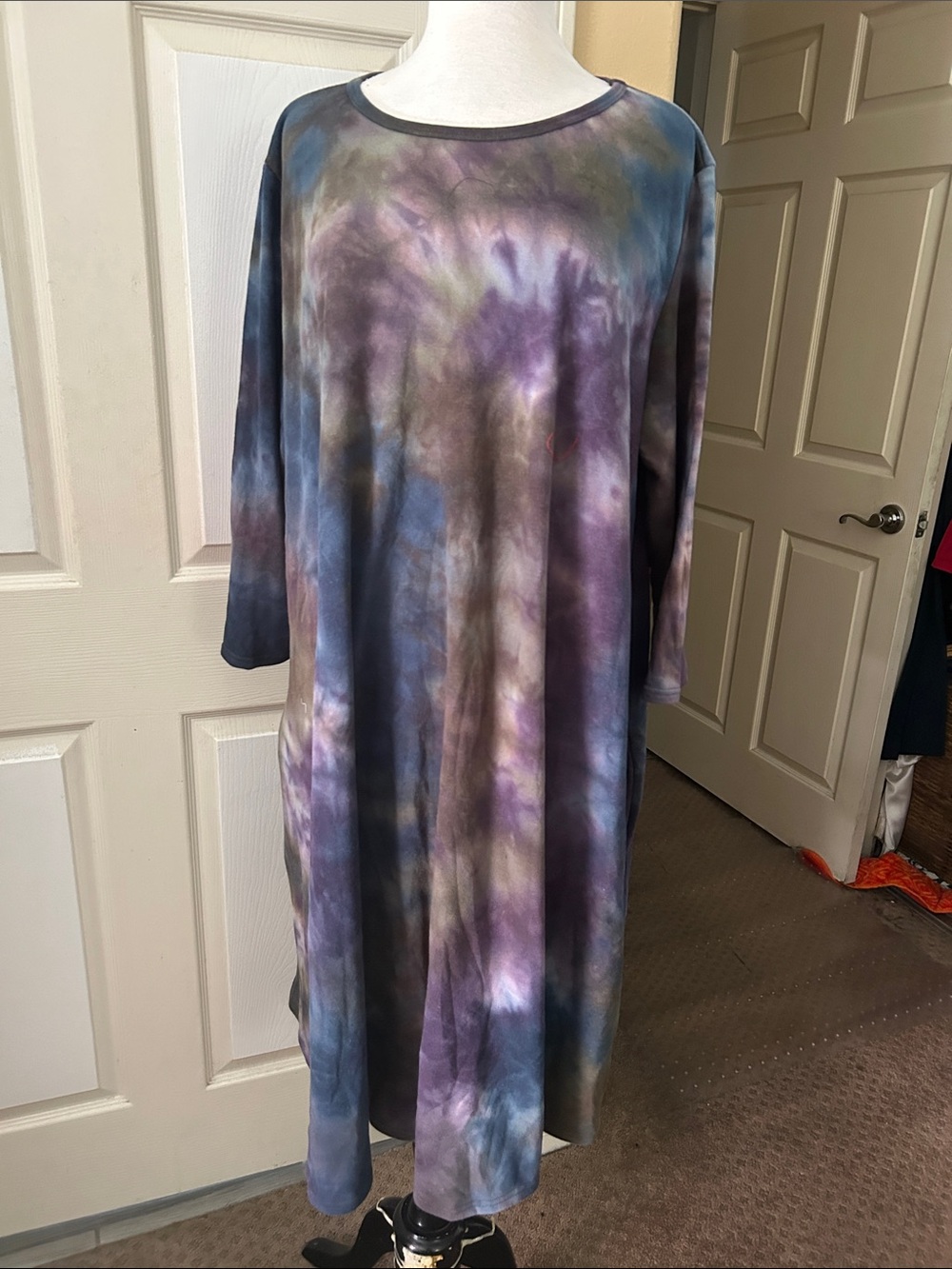 Tie-Dye Midi Dress in Purple, Blue & Gray